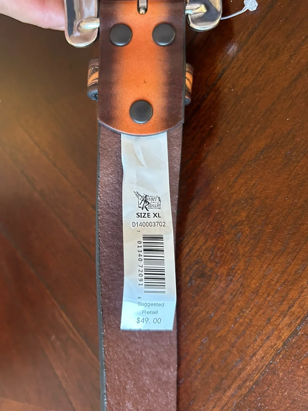 New Angel ranch Western Tooled Floral Leather Belt in Brown